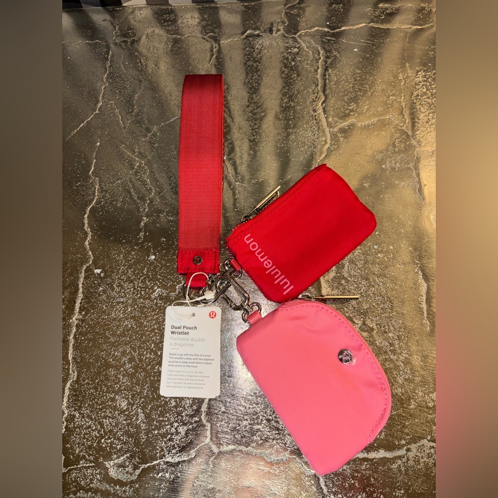 Lululemon Dual Pouch Wristlet in Red & Pink NWT